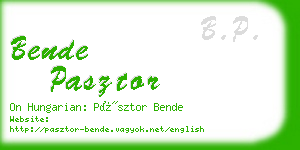 bende pasztor business card